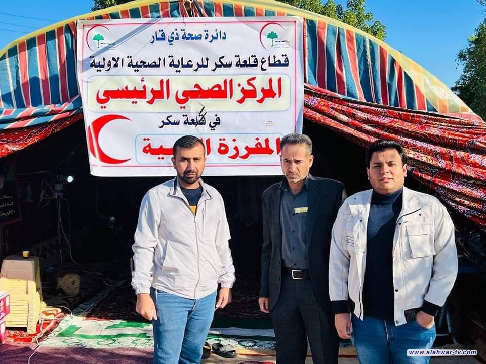 صحة ذي قار تقدم الخدمات الطبية في طريق الزائرين الى مدينة الكاظمية المقدسة